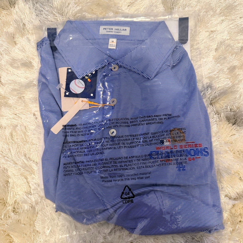 Peter Millar Blue Striped Button Down Shirt
